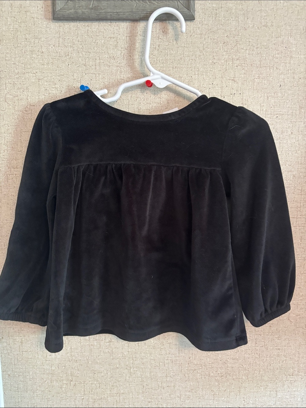 Kids Black Velvet Long-Sleeve Top